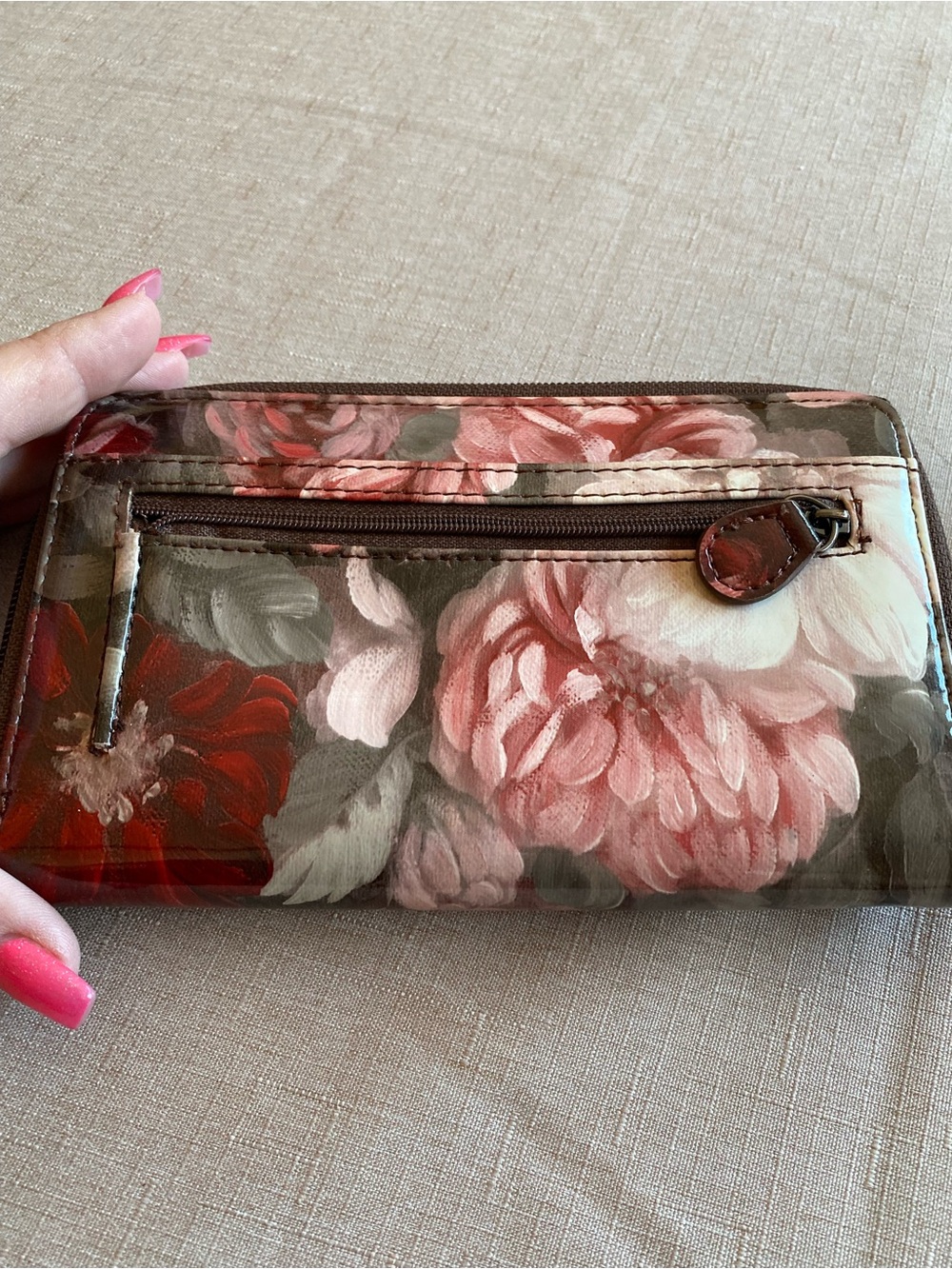 Floral Fold-Over Wallet - Pink & Red Roses - Picture 2 of 10